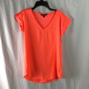 Express hot orange satin tee small